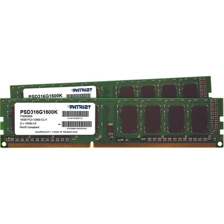 Patriot Memory Patriot Signature Ddr3 16Gb (2 X 8Gb) Cl11 Pc3-12800 (1600Mhz) Dimm PSD316G1600KH